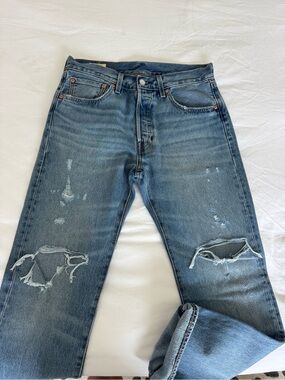 Levi's Men's Straight Ripped Light Blue Jeans